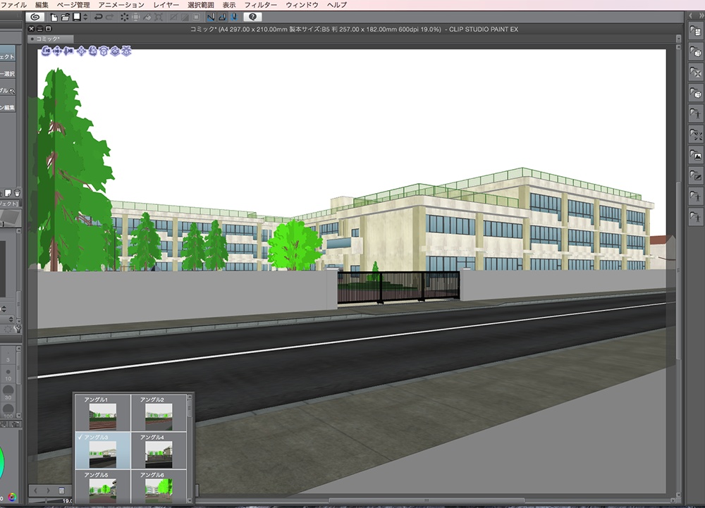 漫画背景用3D素材「学校」(CLIP STUDIO用 3Dオブジェクト.cs3o)