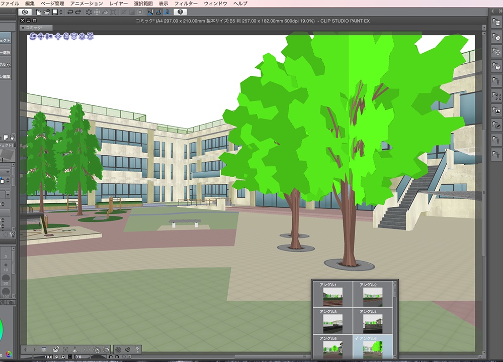 漫画背景用3D素材「学校」(CLIP STUDIO用 3Dオブジェクト.cs3o)
