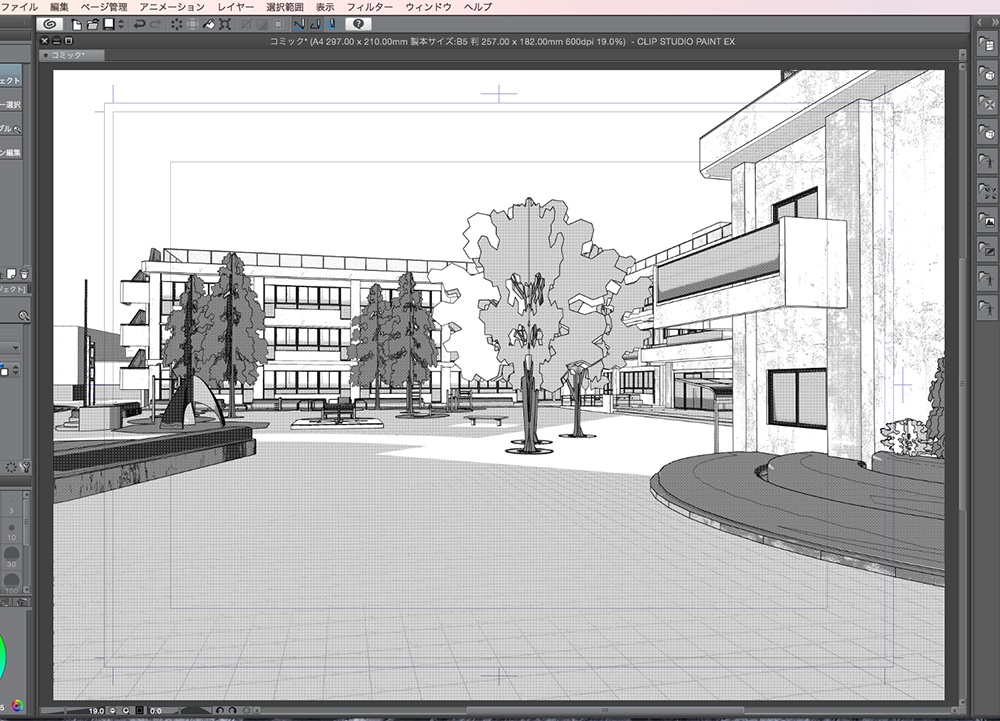 漫画背景用3D素材「学校」(CLIP STUDIO用 3Dオブジェクト.cs3o)