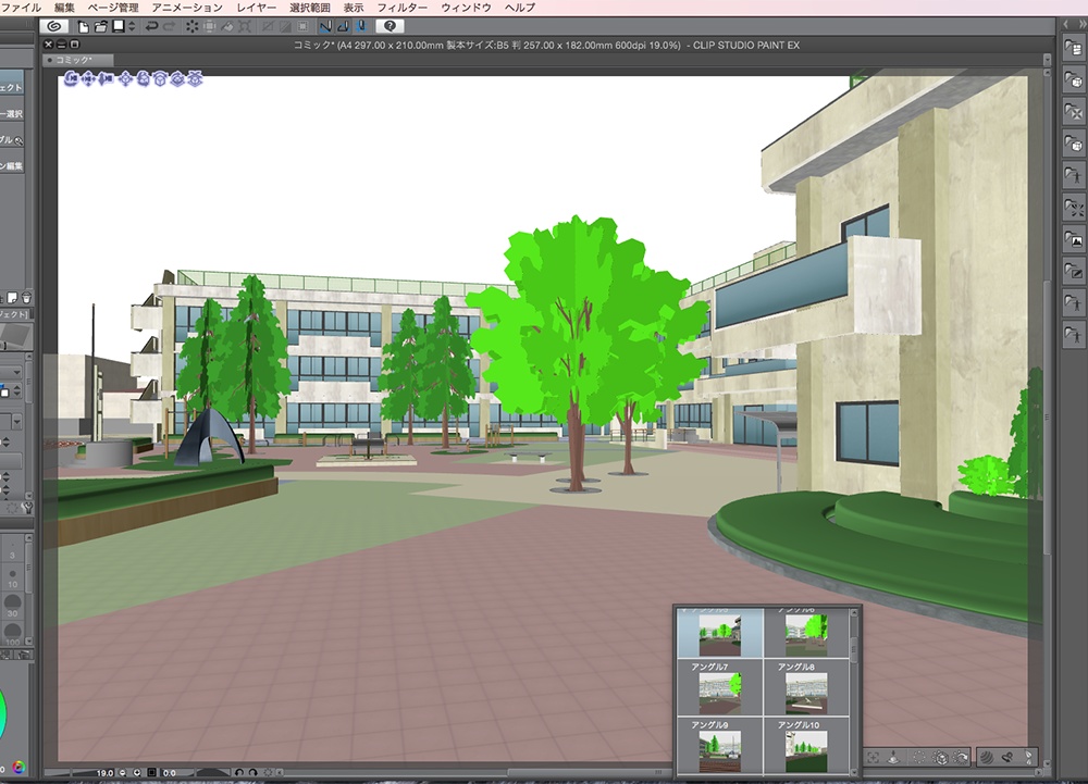 漫画背景用3D素材「学校」(CLIP STUDIO用 3Dオブジェクト.cs3o)