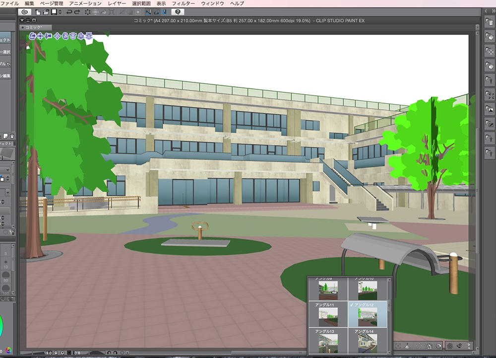 漫画背景用3D素材「学校」(CLIP STUDIO用 3Dオブジェクト.cs3o)