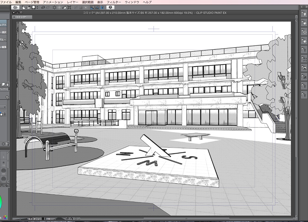 漫画背景用3D素材「学校」(CLIP STUDIO用 3Dオブジェクト.cs3o)