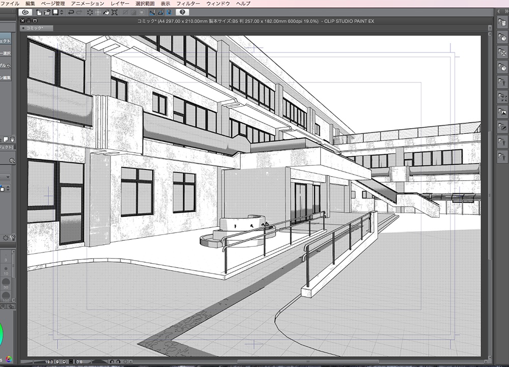 漫画背景用3D素材「学校」(CLIP STUDIO用 3Dオブジェクト.cs3o)
