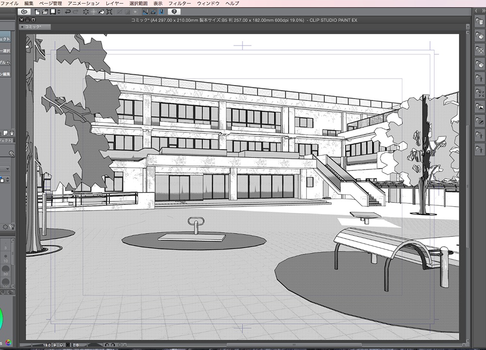 漫画背景用3D素材「学校」(CLIP STUDIO用 3Dオブジェクト.cs3o)