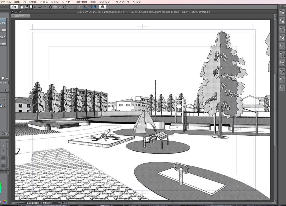 漫画背景用3D素材「学校」(CLIP STUDIO用 3Dオブジェクト.cs3o)
