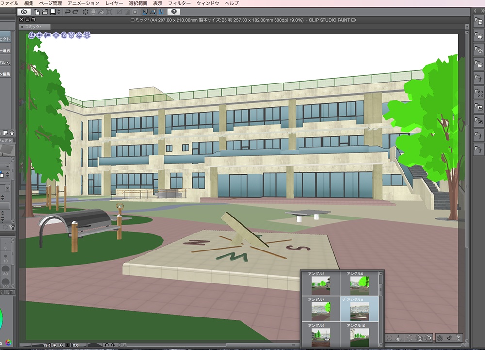 漫画背景用3D素材「学校」(CLIP STUDIO用 3Dオブジェクト.cs3o)