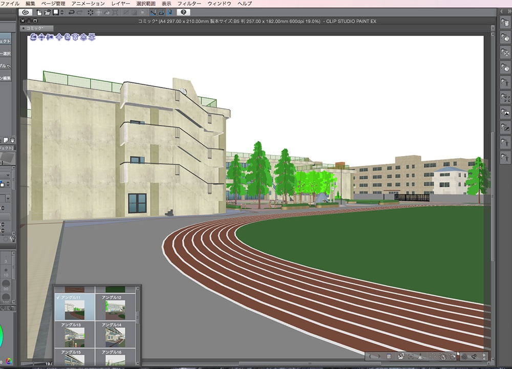 漫画背景用3D素材「学校」(CLIP STUDIO用 3Dオブジェクト.cs3o)