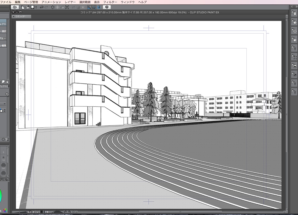 漫画背景用3D素材「学校」(CLIP STUDIO用 3Dオブジェクト.cs3o)