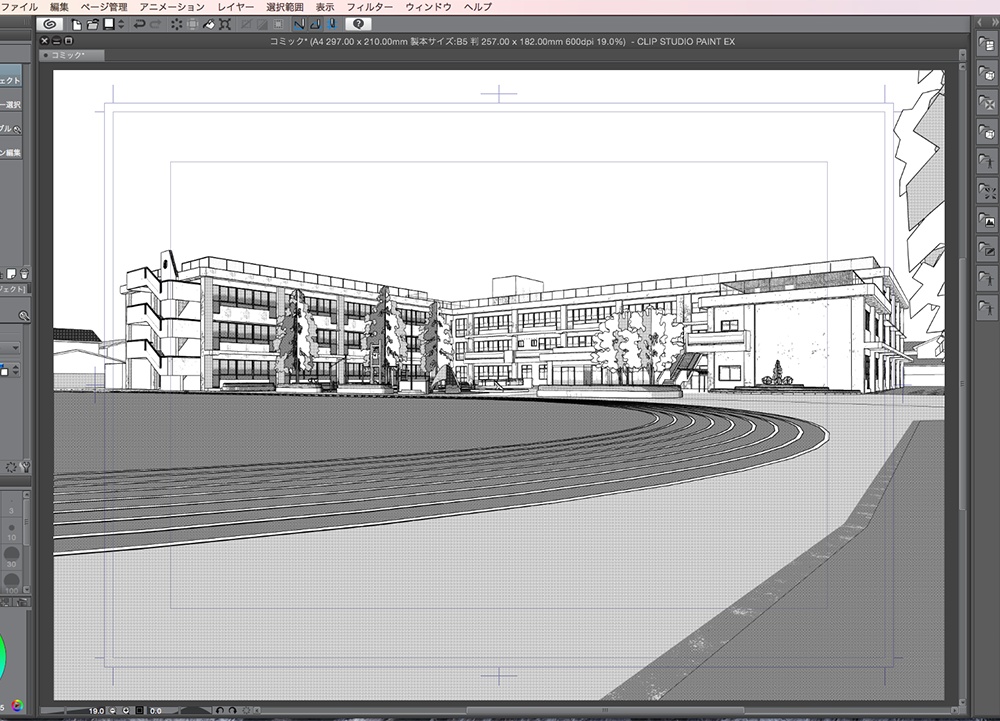 漫画背景用3D素材「学校」(CLIP STUDIO用 3Dオブジェクト.cs3o)