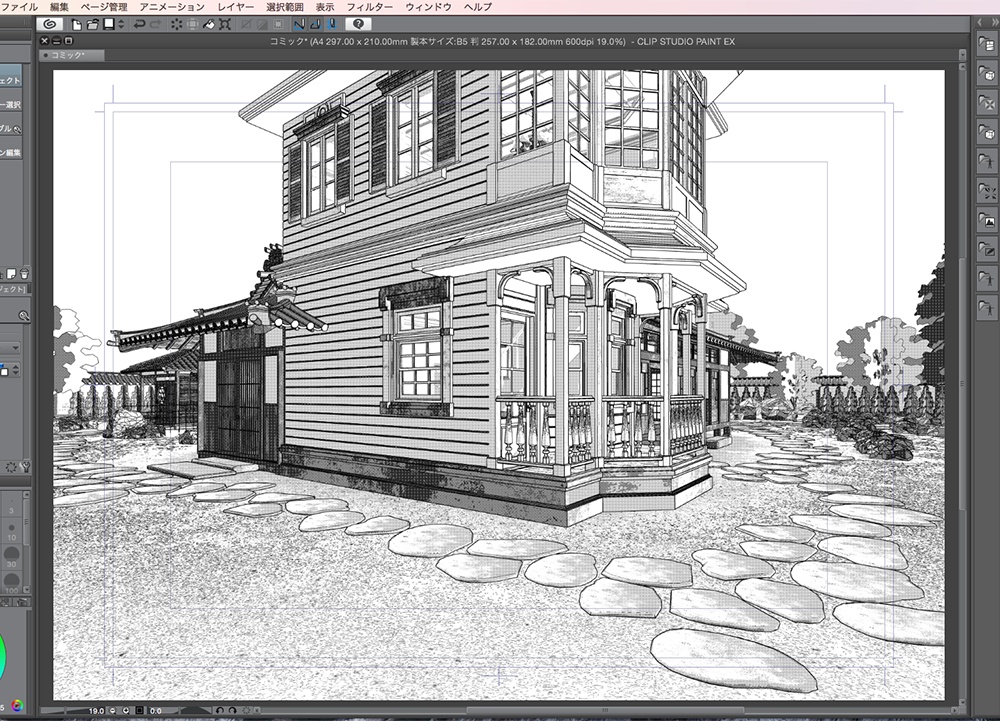 漫画背景用3D素材「武家屋敷風建物」(CLIP STUDIO用 3Dオブジェクト.cs3o)
