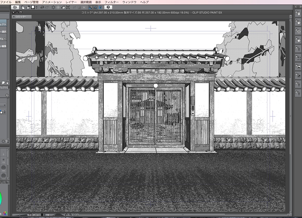 漫画背景用3D素材「武家屋敷風建物」(CLIP STUDIO用 3Dオブジェクト.cs3o)