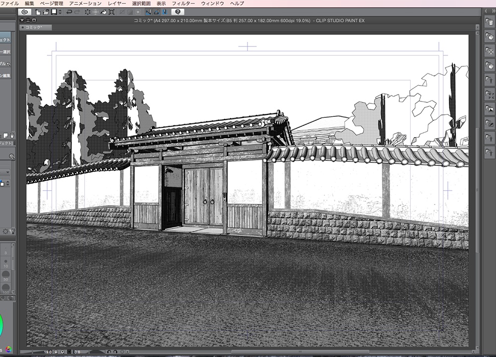漫画背景用3D素材「武家屋敷風建物」(CLIP STUDIO用 3Dオブジェクト.cs3o)