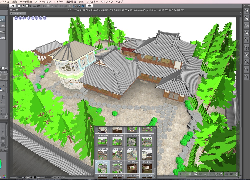 漫画背景用3D素材「武家屋敷風建物」(CLIP STUDIO用 3Dオブジェクト.cs3o)
