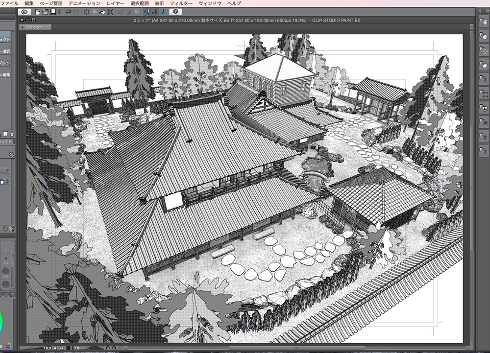 漫画背景用3D素材「武家屋敷風建物」(CLIP STUDIO用 3Dオブジェクト.cs3o)