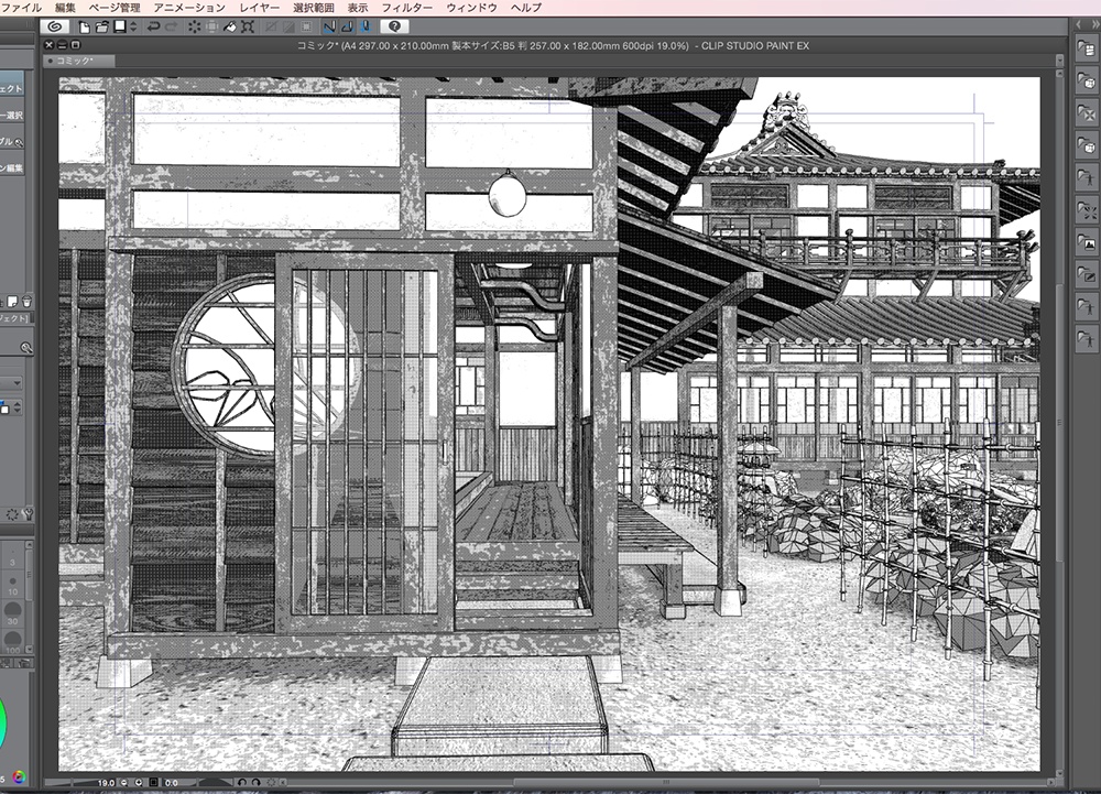 漫画背景用3D素材「武家屋敷風建物」(CLIP STUDIO用 3Dオブジェクト.cs3o)
