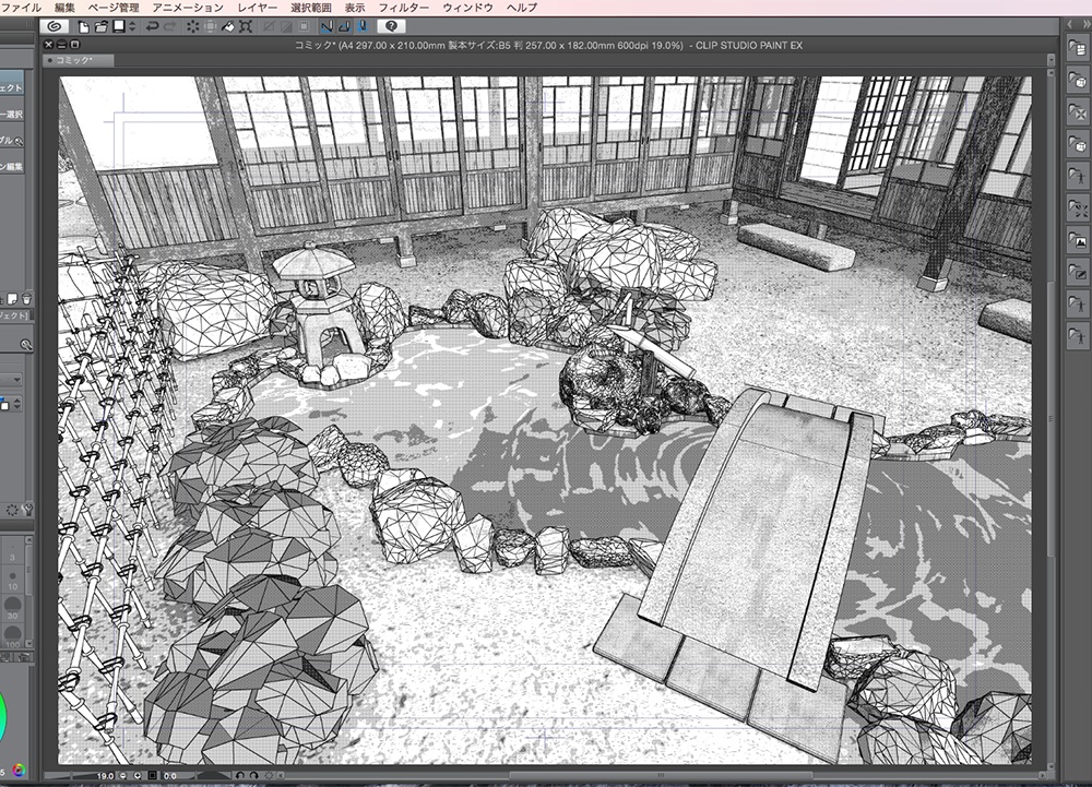 漫画背景用3D素材「武家屋敷風建物」(CLIP STUDIO用 3Dオブジェクト.cs3o)