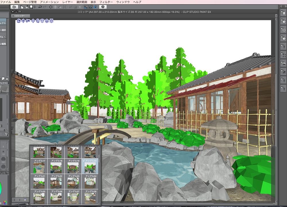 漫画背景用3D素材「武家屋敷風建物」(CLIP STUDIO用 3Dオブジェクト.cs3o)