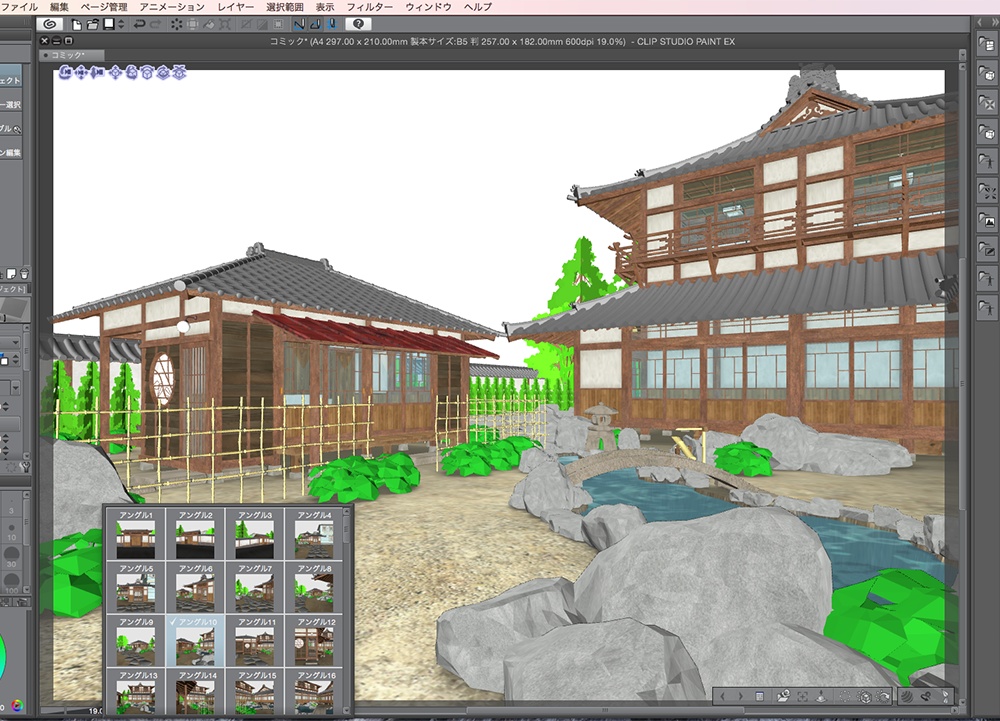 漫画背景用3D素材「武家屋敷風建物」(CLIP STUDIO用 3Dオブジェクト.cs3o)
