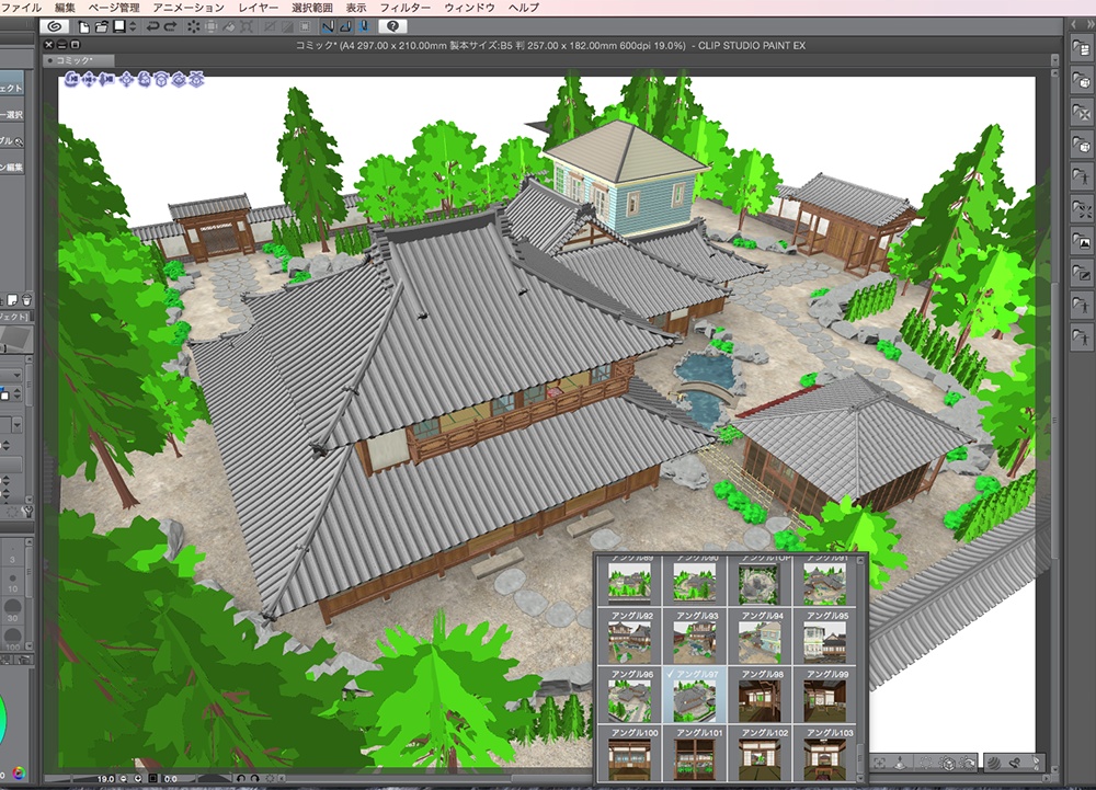 漫画背景用3D素材「武家屋敷風建物」(CLIP STUDIO用 3Dオブジェクト.cs3o)