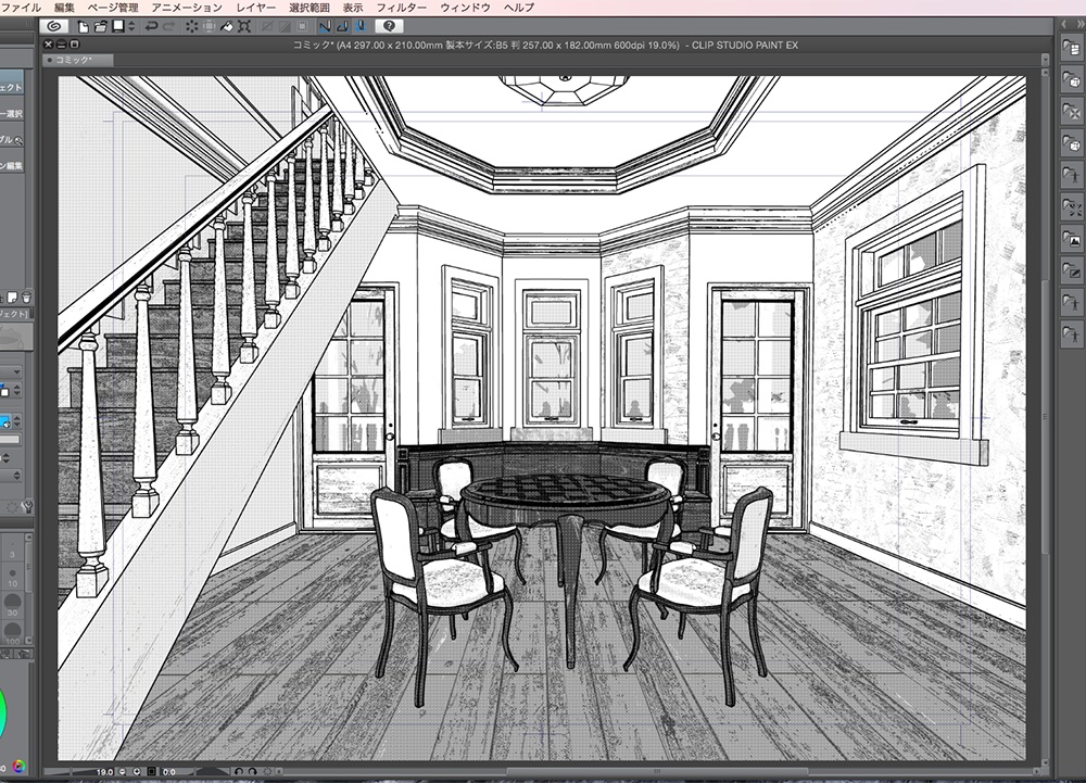 漫画背景用3D素材「武家屋敷風建物」(CLIP STUDIO用 3Dオブジェクト.cs3o)