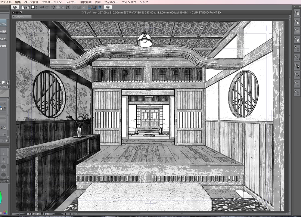 漫画背景用3D素材「武家屋敷風建物」(CLIP STUDIO用 3Dオブジェクト.cs3o)
