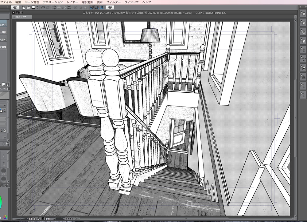 漫画背景用3D素材「武家屋敷風建物」(CLIP STUDIO用 3Dオブジェクト.cs3o)