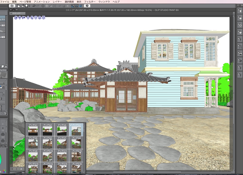 漫画背景用3D素材「武家屋敷風建物」(CLIP STUDIO用 3Dオブジェクト.cs3o)
