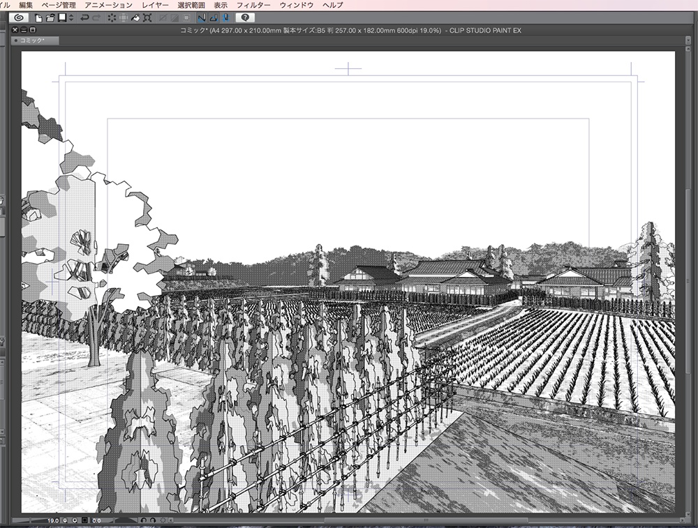 漫画背景用3D素材「田舎風景」(CLIP STUDIO用 3Dオブジェクト.cs3o)