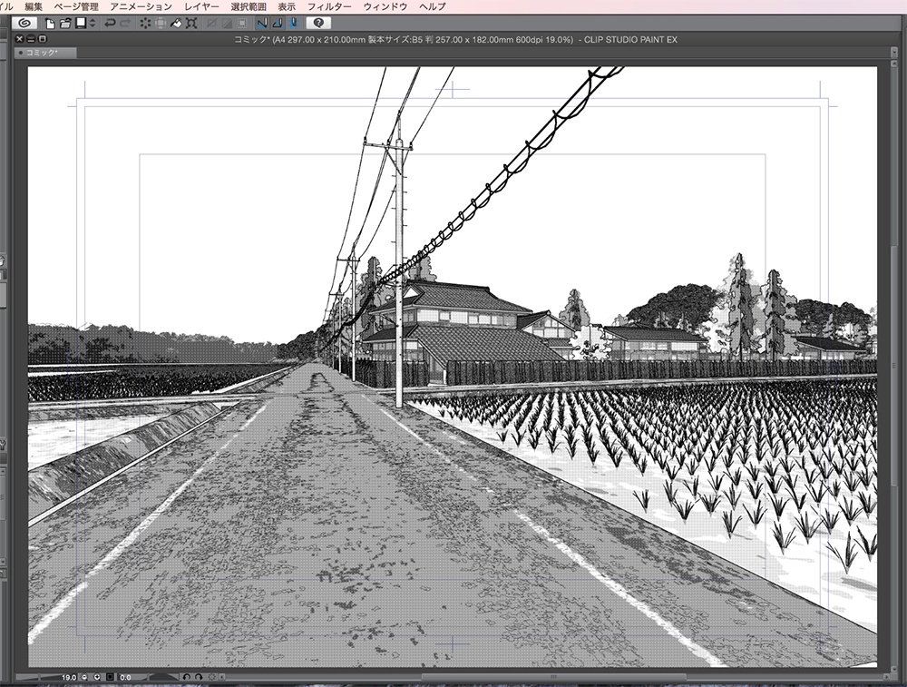 漫画背景用3D素材「田舎風景」(CLIP STUDIO用 3Dオブジェクト.cs3o)