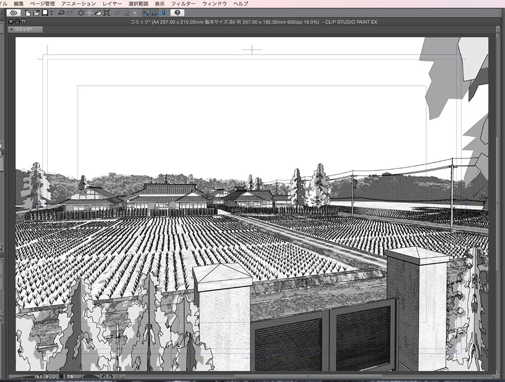 漫画背景用3D素材「田舎風景」(CLIP STUDIO用 3Dオブジェクト.cs3o)