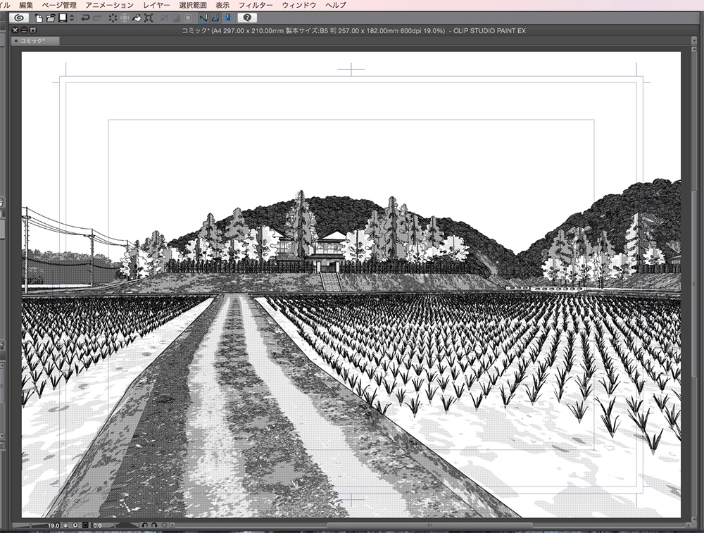 漫画背景用3D素材「田舎風景」(CLIP STUDIO用 3Dオブジェクト.cs3o)