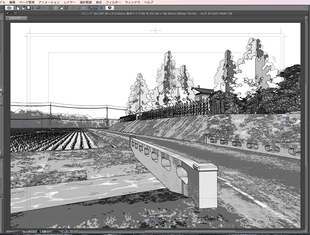 漫画背景用3D素材「田舎風景」(CLIP STUDIO用 3Dオブジェクト.cs3o)