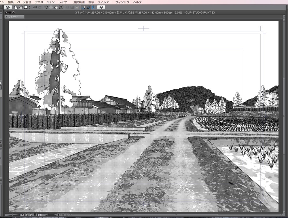 漫画背景用3D素材「田舎風景」(CLIP STUDIO用 3Dオブジェクト.cs3o)