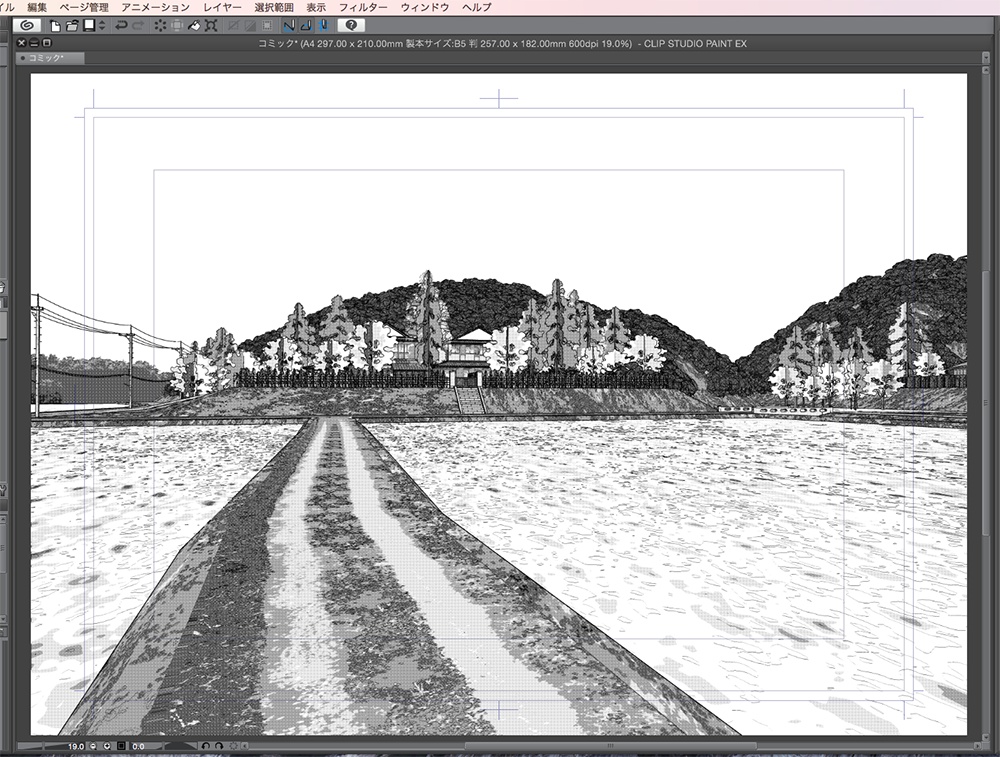 漫画背景用3D素材「田舎風景」(CLIP STUDIO用 3Dオブジェクト.cs3o)
