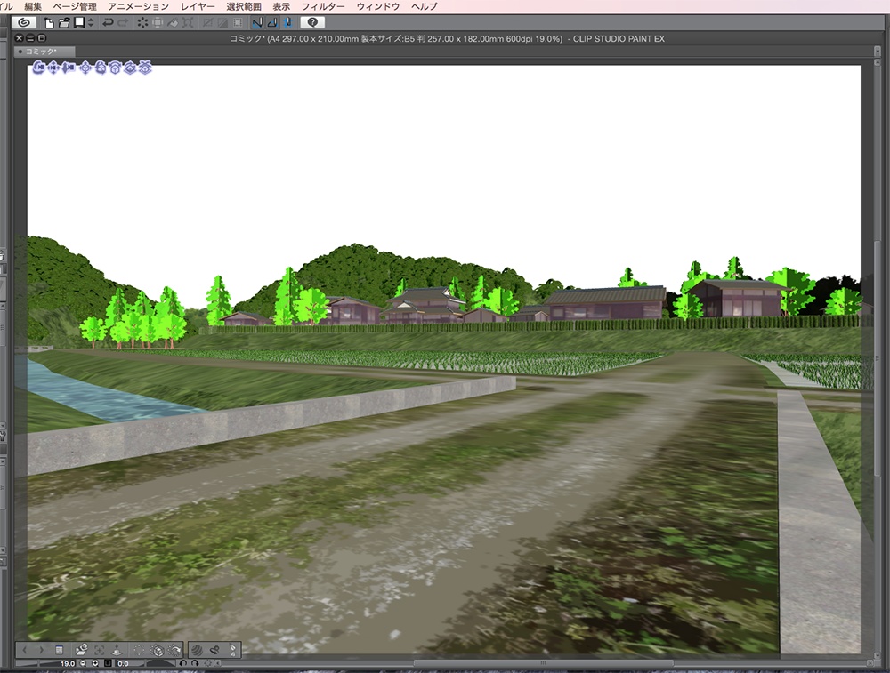 漫画背景用3D素材「田舎風景」(CLIP STUDIO用 3Dオブジェクト.cs3o)