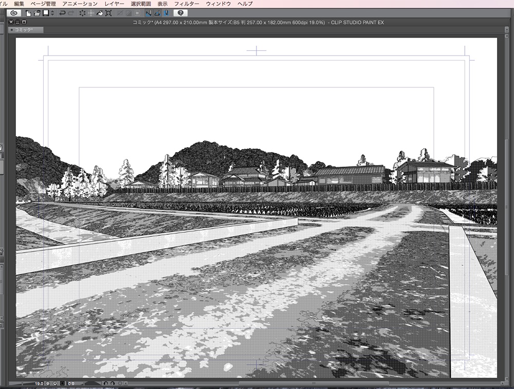 漫画背景用3D素材「田舎風景」(CLIP STUDIO用 3Dオブジェクト.cs3o)