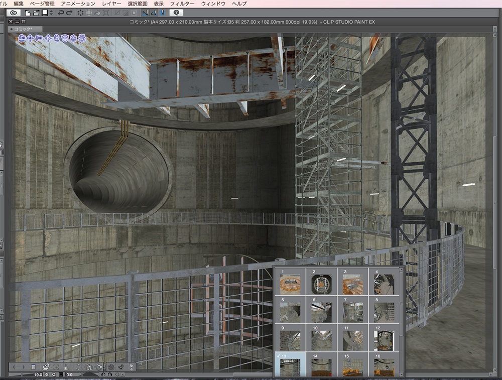 漫画背景用3D素材「立坑」(CLIP STUDIO用 3Dオブジェクト.cs3o)