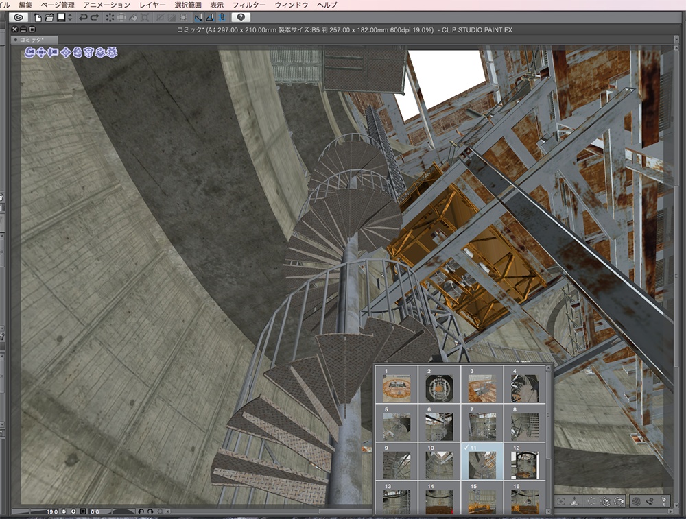 漫画背景用3D素材「立坑」(CLIP STUDIO用 3Dオブジェクト.cs3o)
