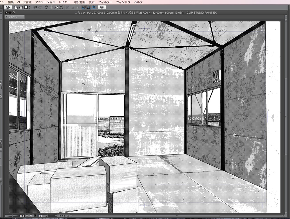 漫画背景用3D素材「プレハブ小屋」(CLIP STUDIO用 3Dオブジェクト.cs3o)