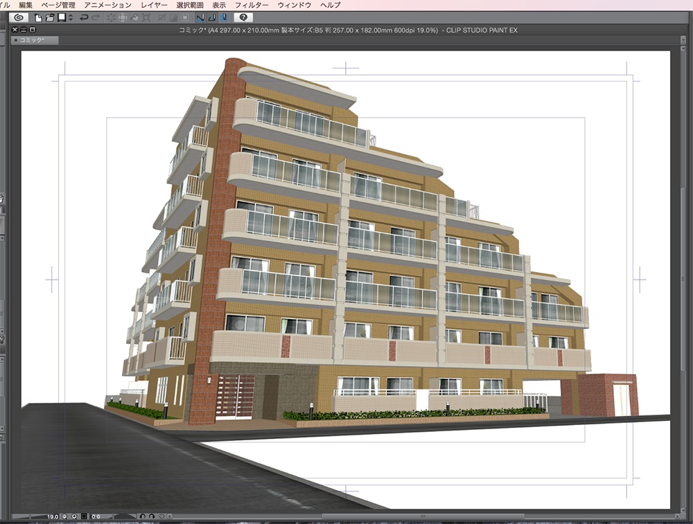 漫画背景用3D素材「マンション_OZ」(CLIP STUDIO用 3Dオブジェクト.cs3o)