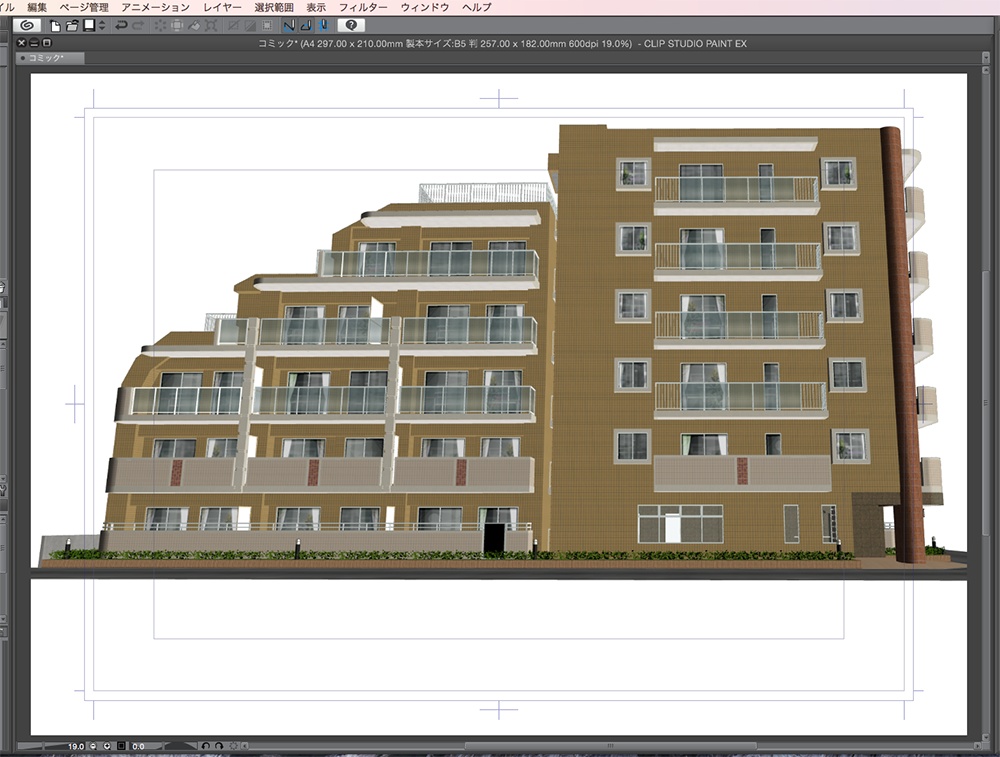 漫画背景用3D素材「マンション_OZ」(CLIP STUDIO用 3Dオブジェクト.cs3o)
