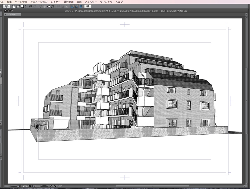 漫画背景用3D素材「マンション_OZ」(CLIP STUDIO用 3Dオブジェクト.cs3o)