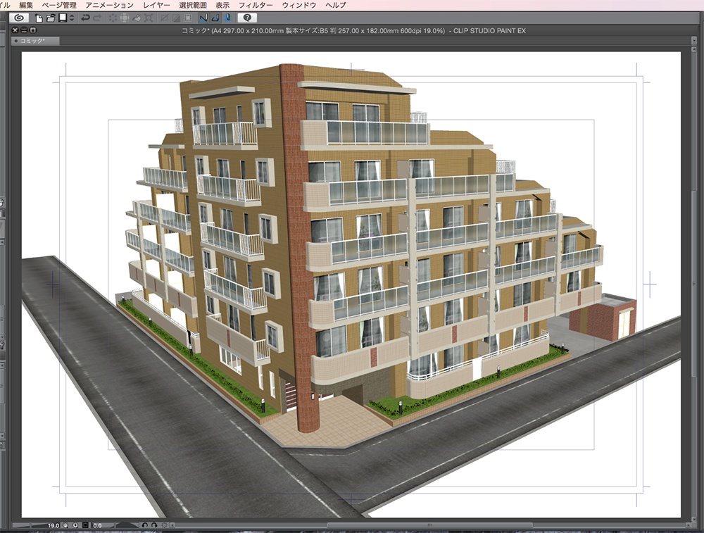 漫画背景用3D素材「マンション_OZ」(CLIP STUDIO用 3Dオブジェクト.cs3o)