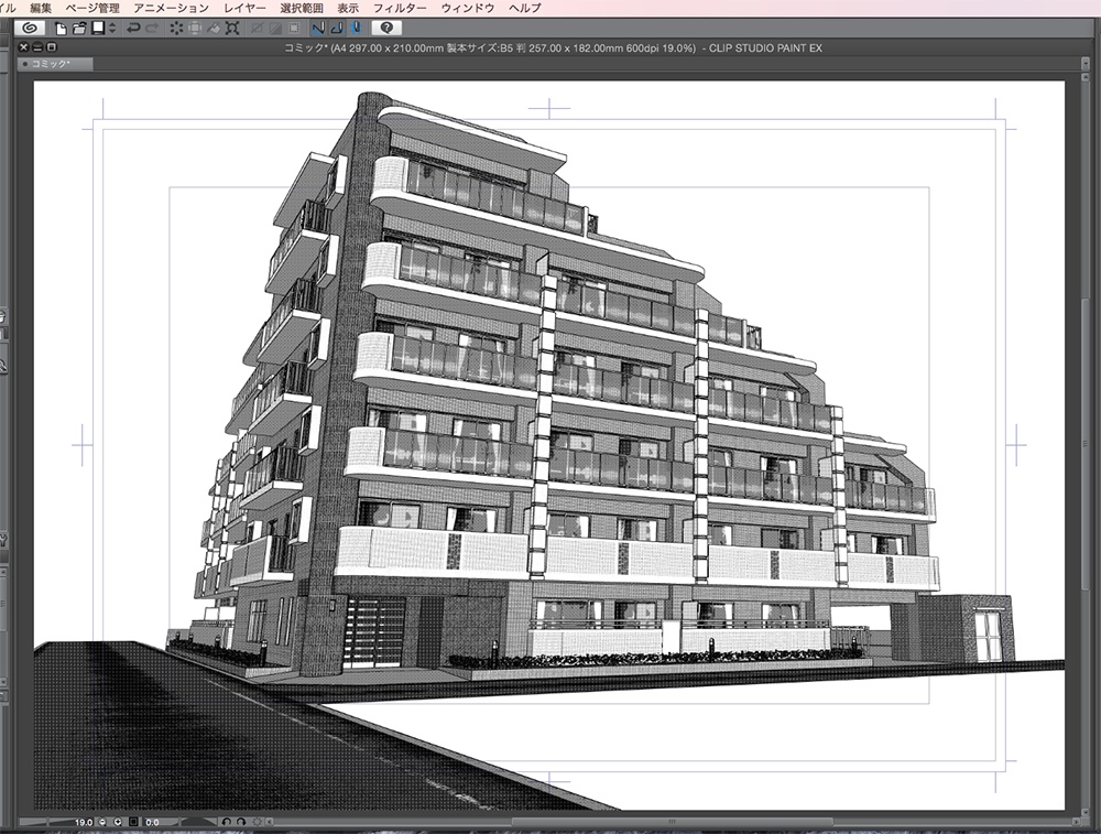 漫画背景用3D素材「マンション_OZ」(CLIP STUDIO用 3Dオブジェクト.cs3o)