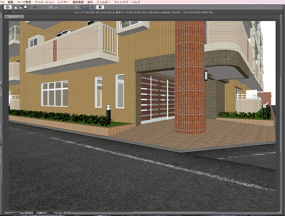 漫画背景用3D素材「マンション_OZ」(CLIP STUDIO用 3Dオブジェクト.cs3o)