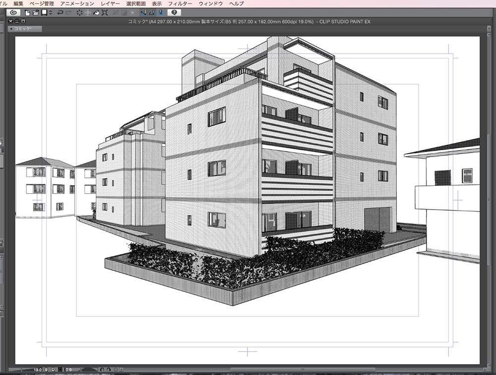 漫画背景用3D素材「マンション_18」(CLIP STUDIO用 3Dオブジェクト.cs3o)