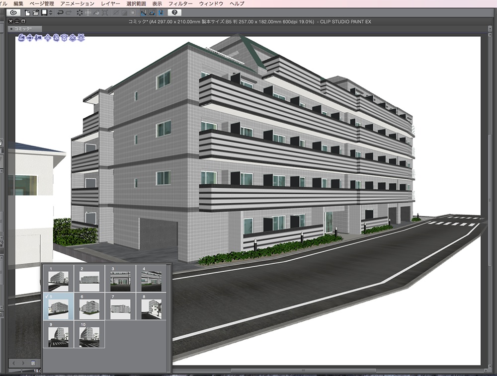 漫画背景用3D素材「マンション_18」(CLIP STUDIO用 3Dオブジェクト.cs3o)