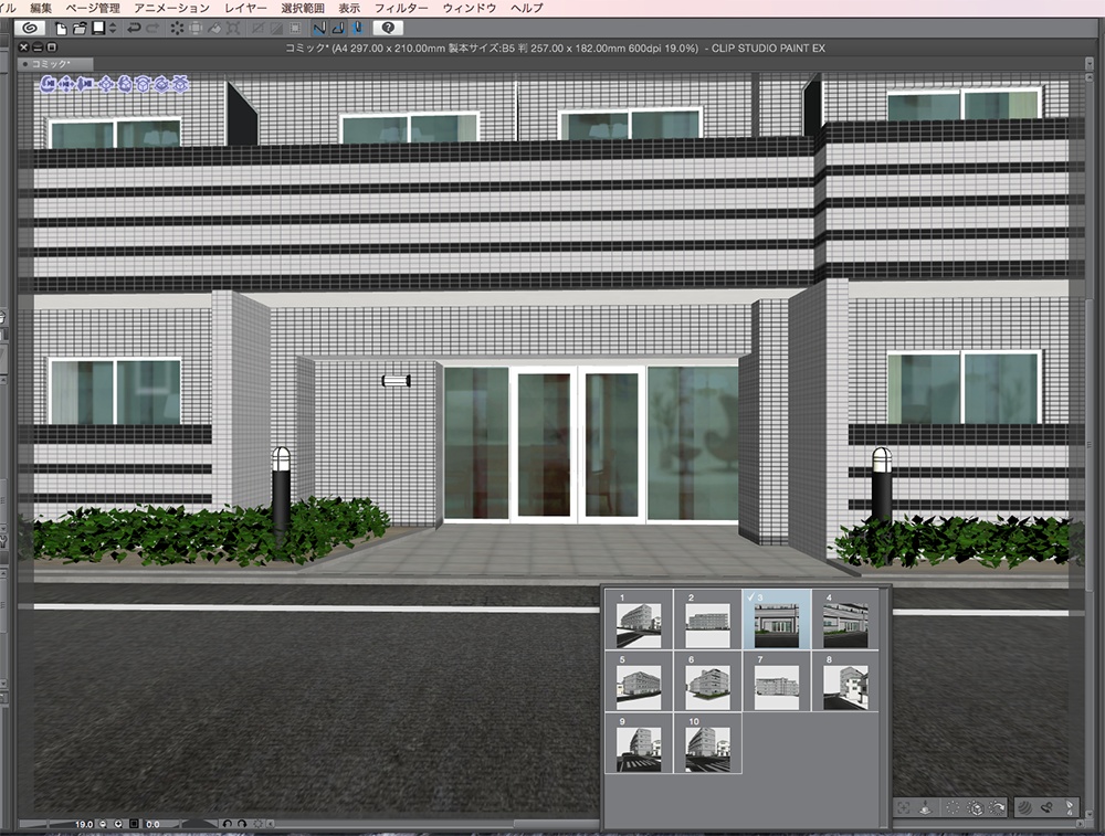 漫画背景用3D素材「マンション_18」(CLIP STUDIO用 3Dオブジェクト.cs3o)