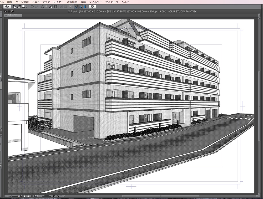 漫画背景用3D素材「マンション_18」(CLIP STUDIO用 3Dオブジェクト.cs3o)
