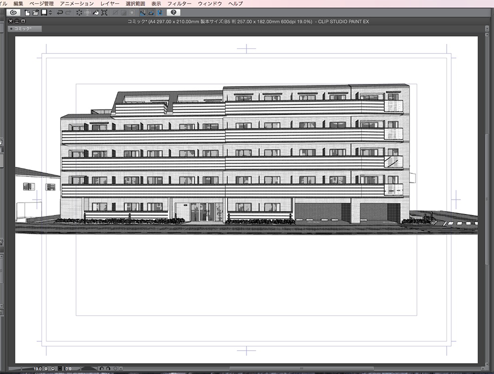 漫画背景用3D素材「マンション_18」(CLIP STUDIO用 3Dオブジェクト.cs3o)